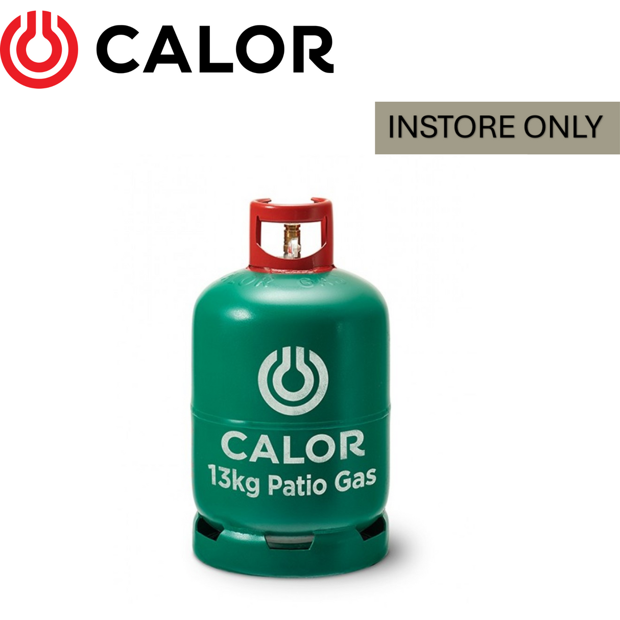 Calor Propane 13kg patio gas bottle with a sturdy design, ideal for outdoor heating and grilling.
