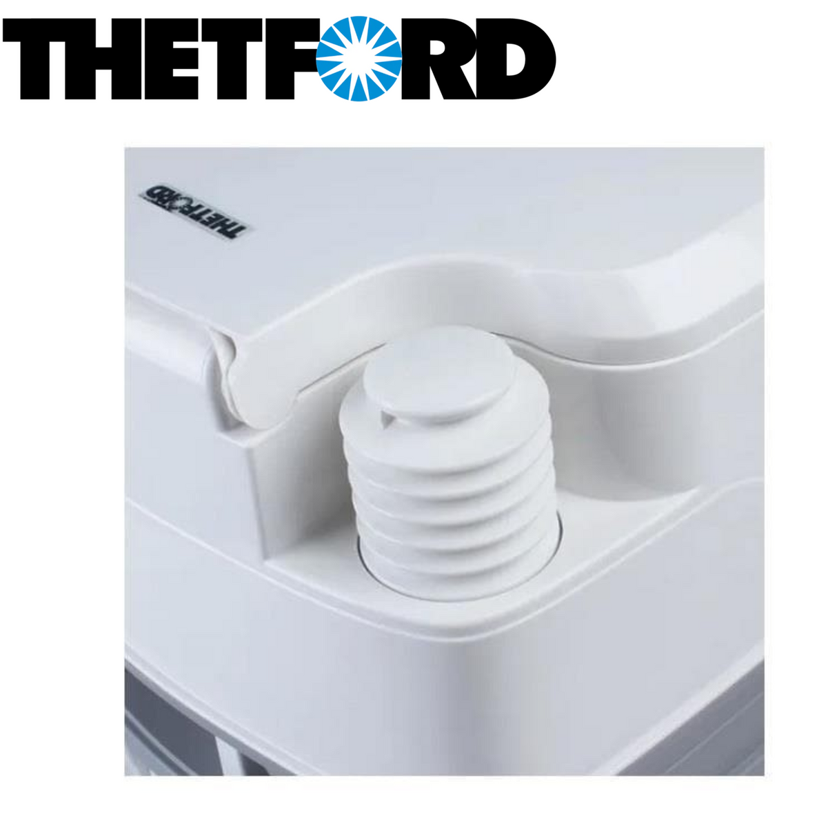 Thetford Porta Potti Qube 165 portable toilet with compact design and white plastic construction, suitable for camping or outdoor use.