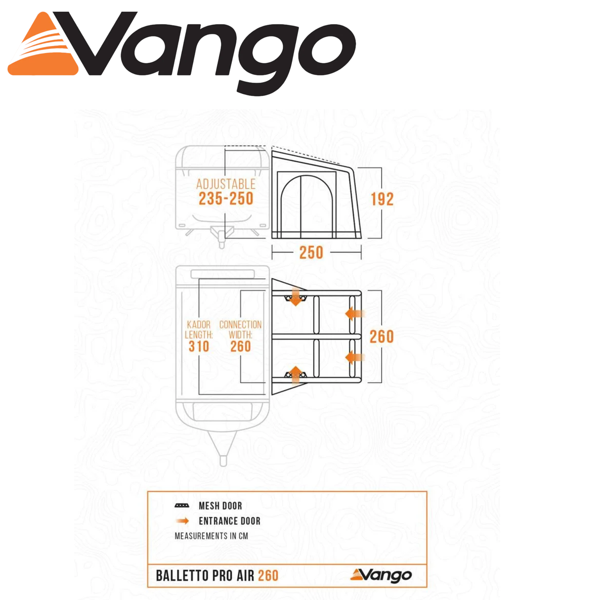 Vango Balletto Pro Air 260 caravan awning set up, showcasing its spacious design and durable materials in a sunny outdoor setting.
