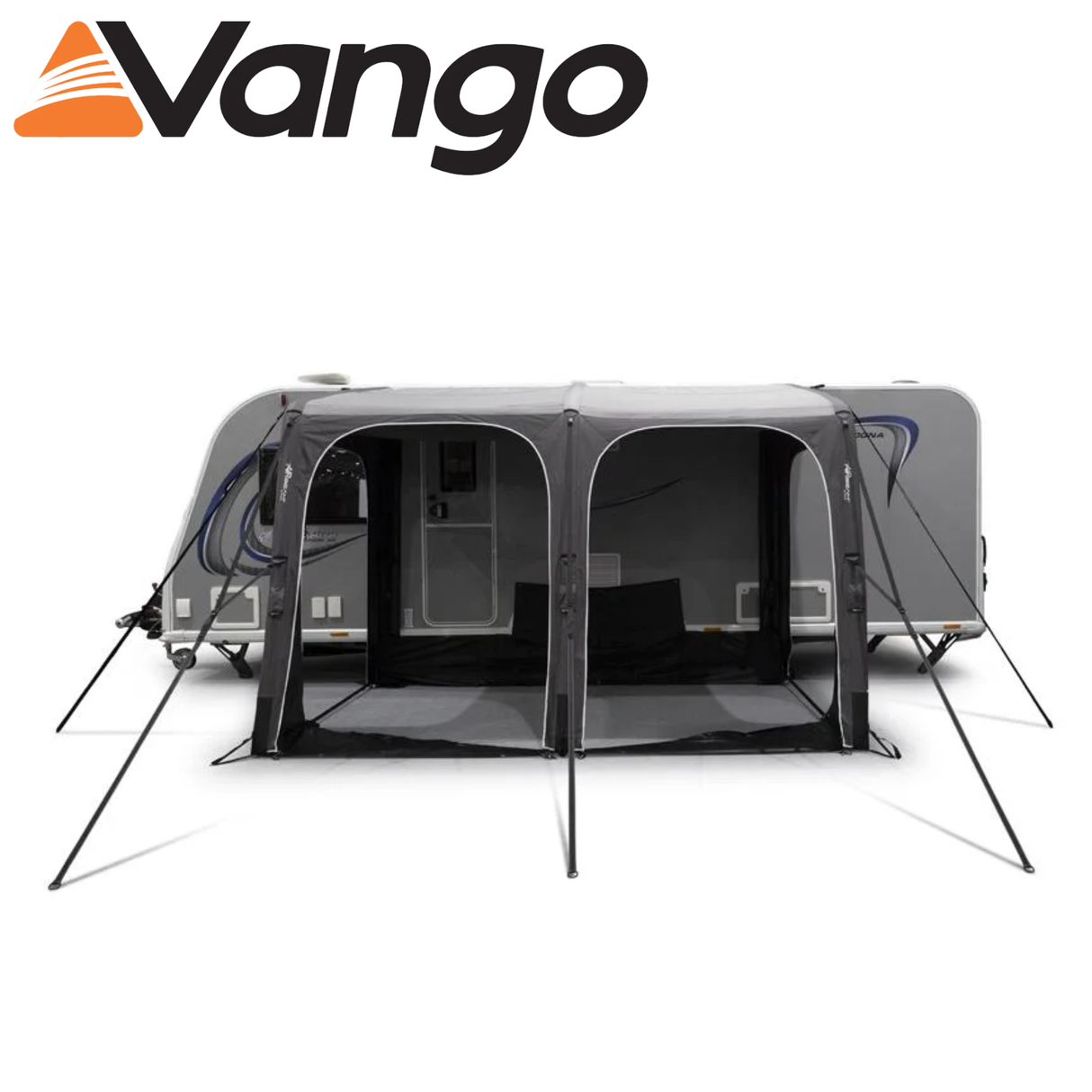 Vango Balletto Pro Air 330 caravan awning showcasing its spacious design and durable fabric in a scenic outdoor setting.