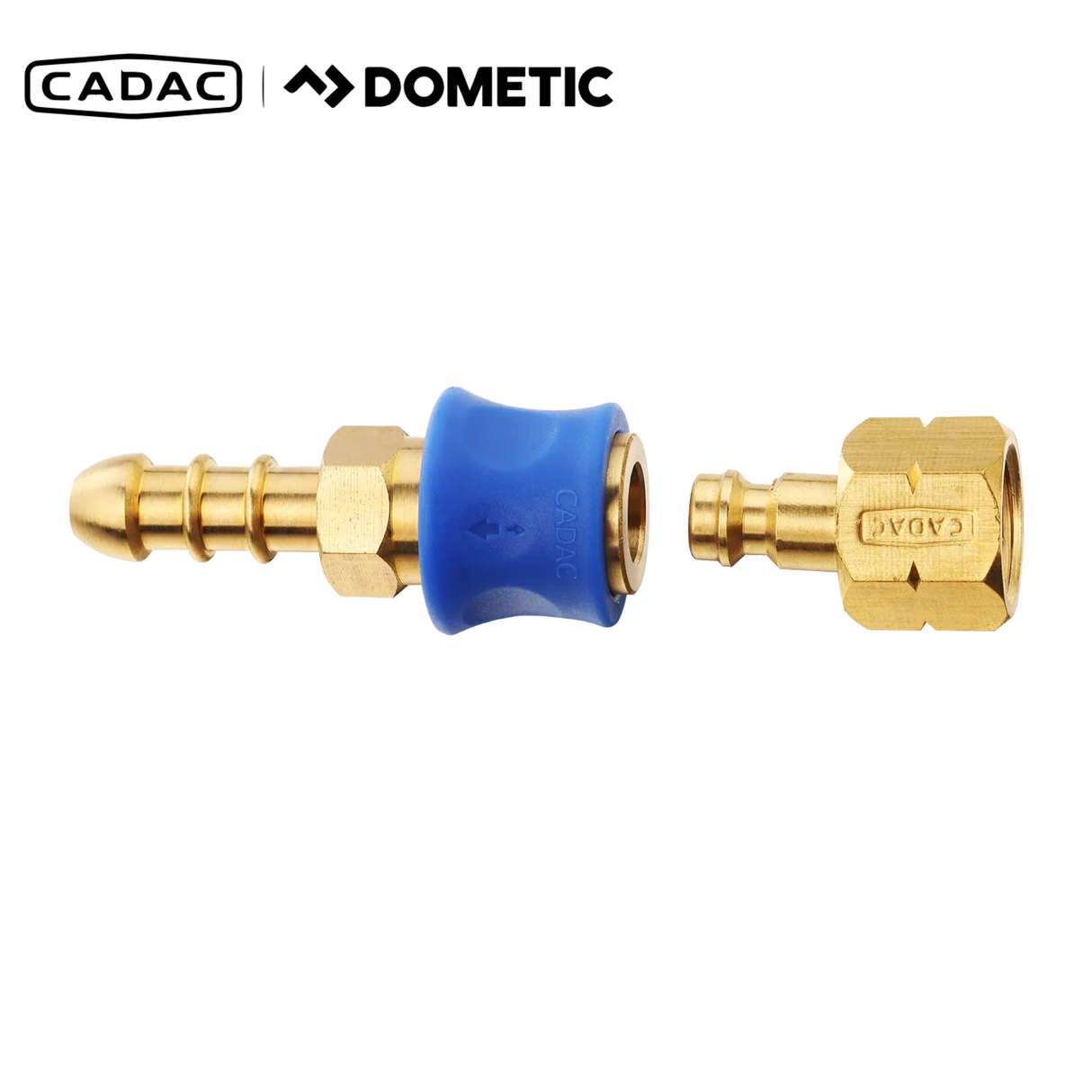 Cadac 8mm quick release coupling showing durable design and secure connection for gas appliances.
