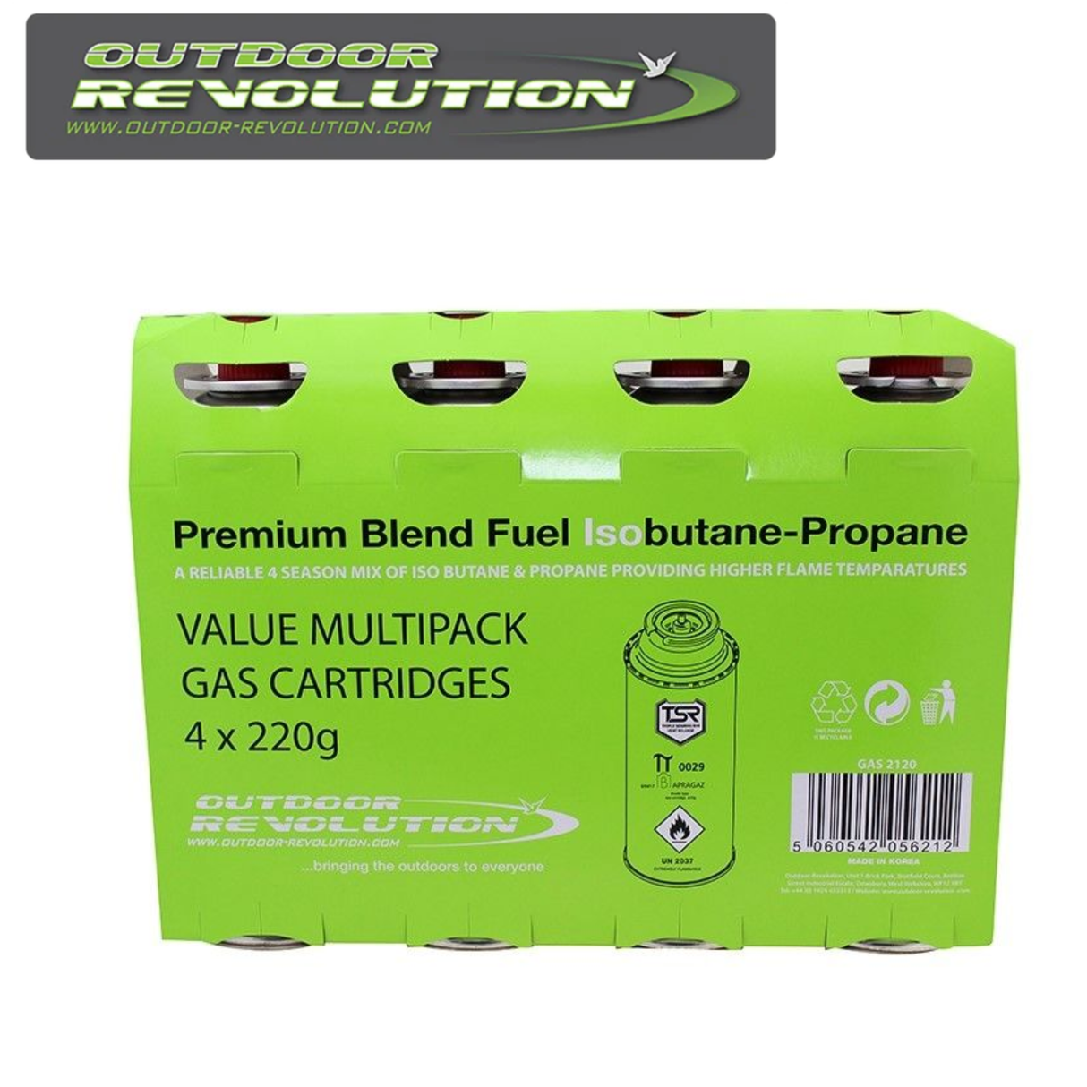 Outdoor Revolution Iso Butane Gas Cartridges Pack 4
