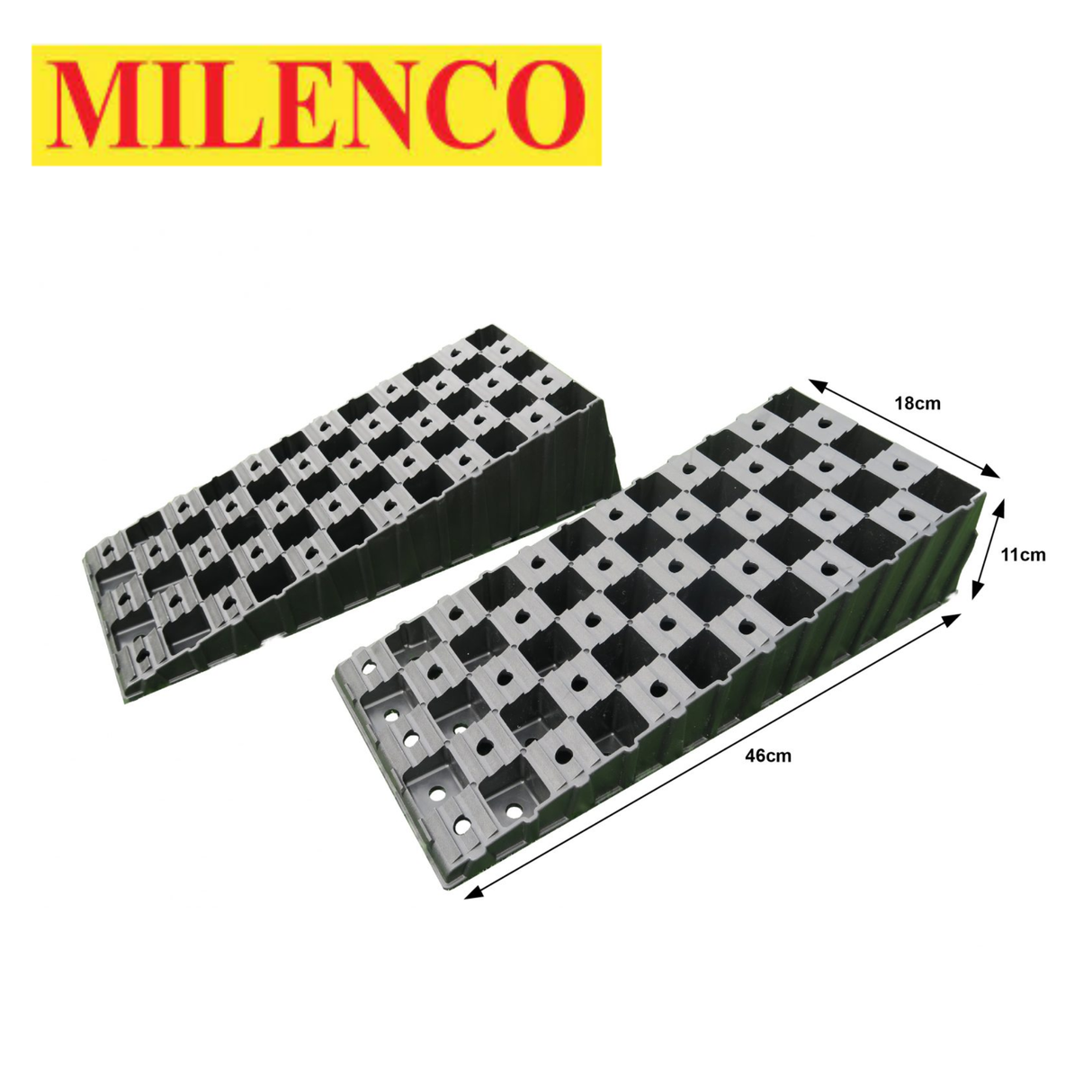 Milenco MGI Wedge Level Twin Pack featuring two levellers for stabilizing caravans and motorhomes.
