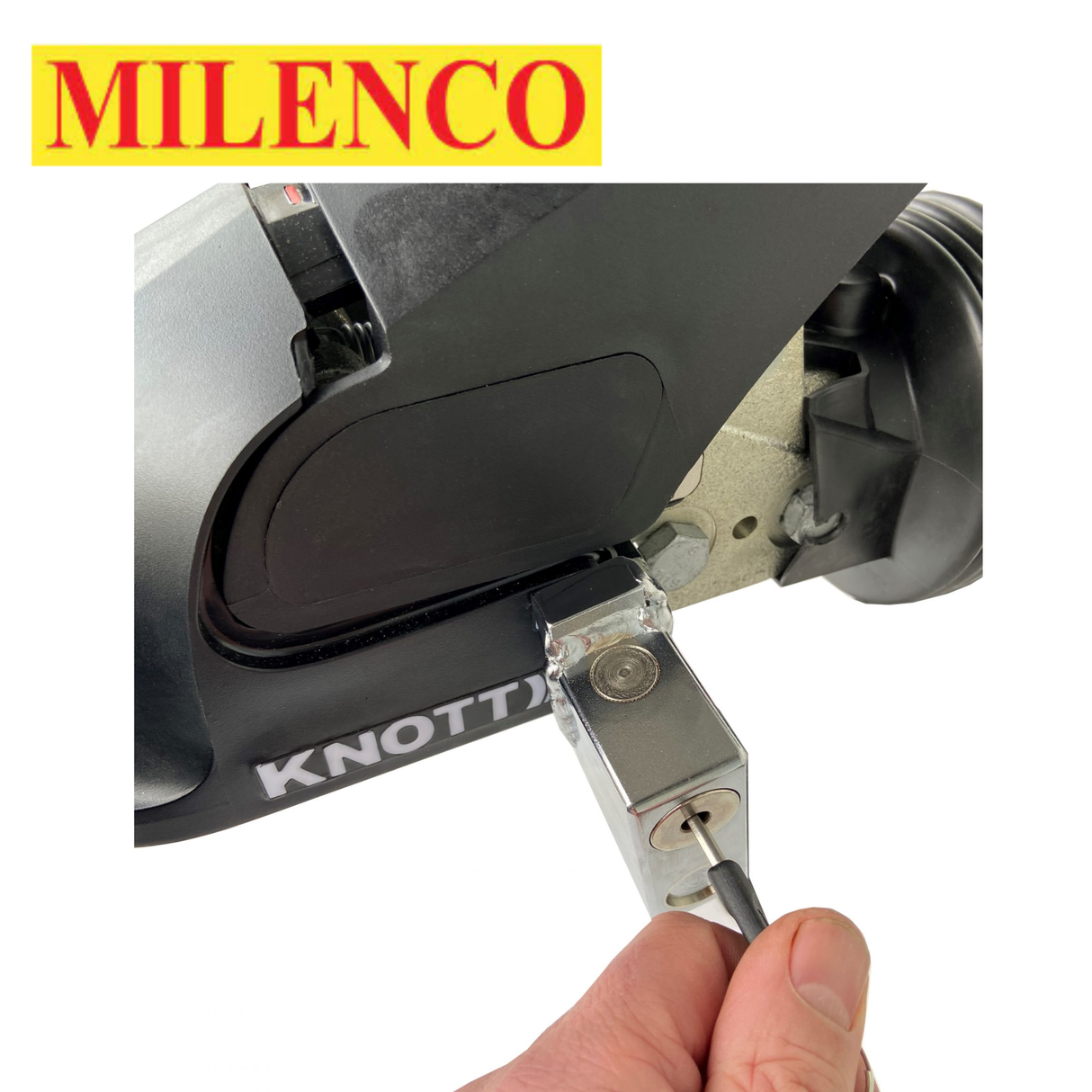 Milenco Compact Knott Stabilizer Head HitchLock for secure towing, model KS 25/30/35, showcasing durable design and features.