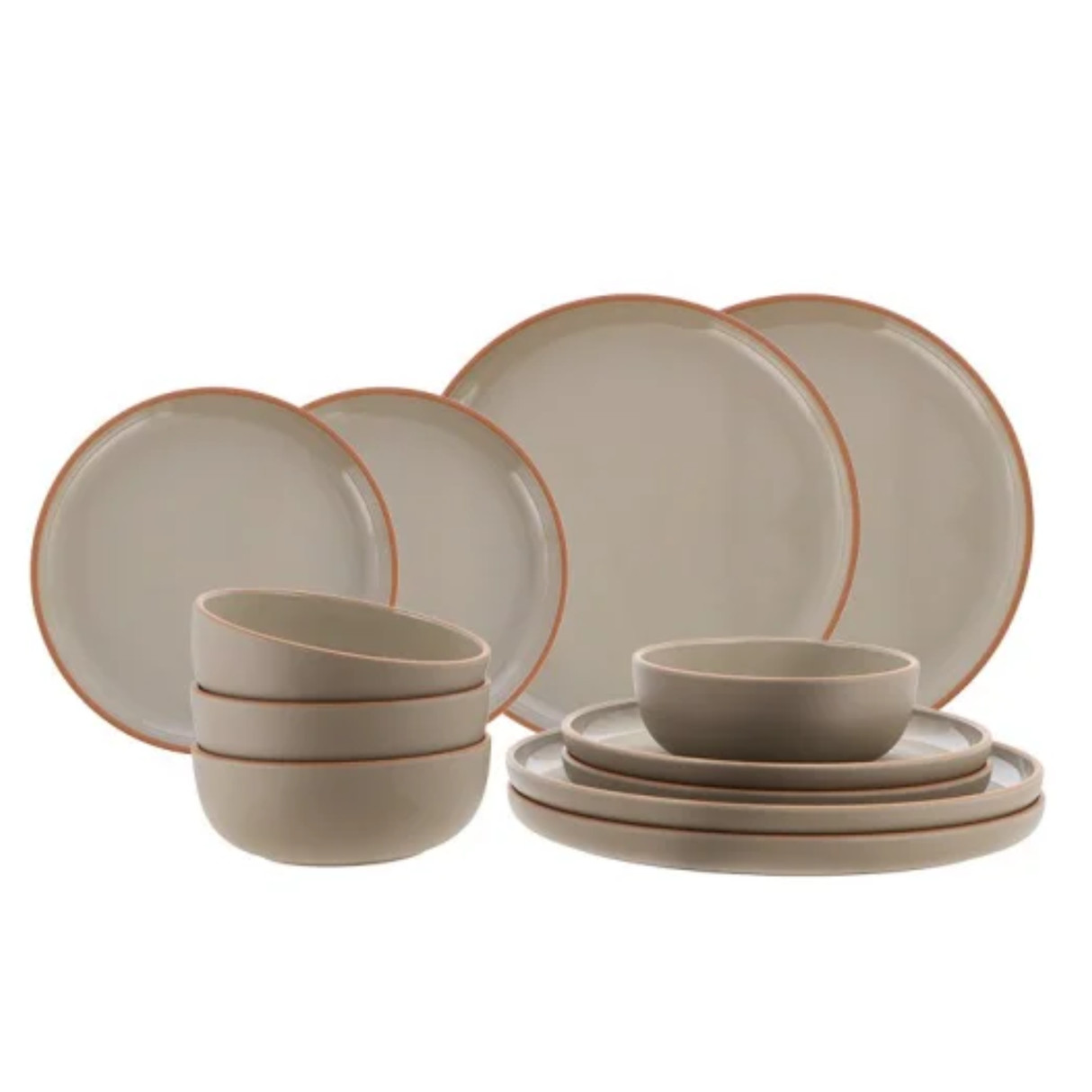 Travellife Avila 12-piece dinner plate set in terracotta taupe, stylish ceramic plates for elegant dining.
