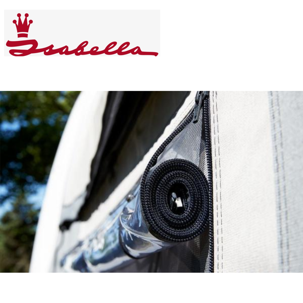 Isabella Commodore Etna mega frame with dawn blinds for all-season use, showcasing a sturdy design and vibrant color.