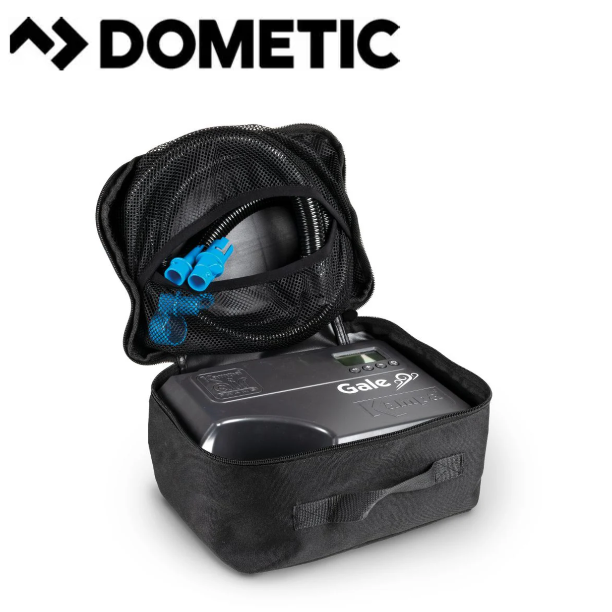 Dometic Gale Pump Bag showing a compact, durable bag with a Dometic logo, designed for easy transport of pump equipment.