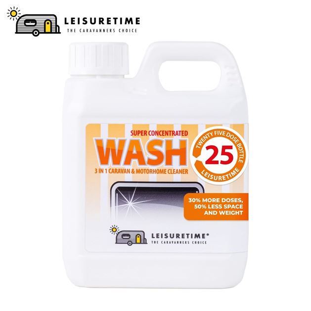 Leisuretime WASH 3-in-1 Cleaner bottle with label, designed for effective vehicle cleaning and maintenance.