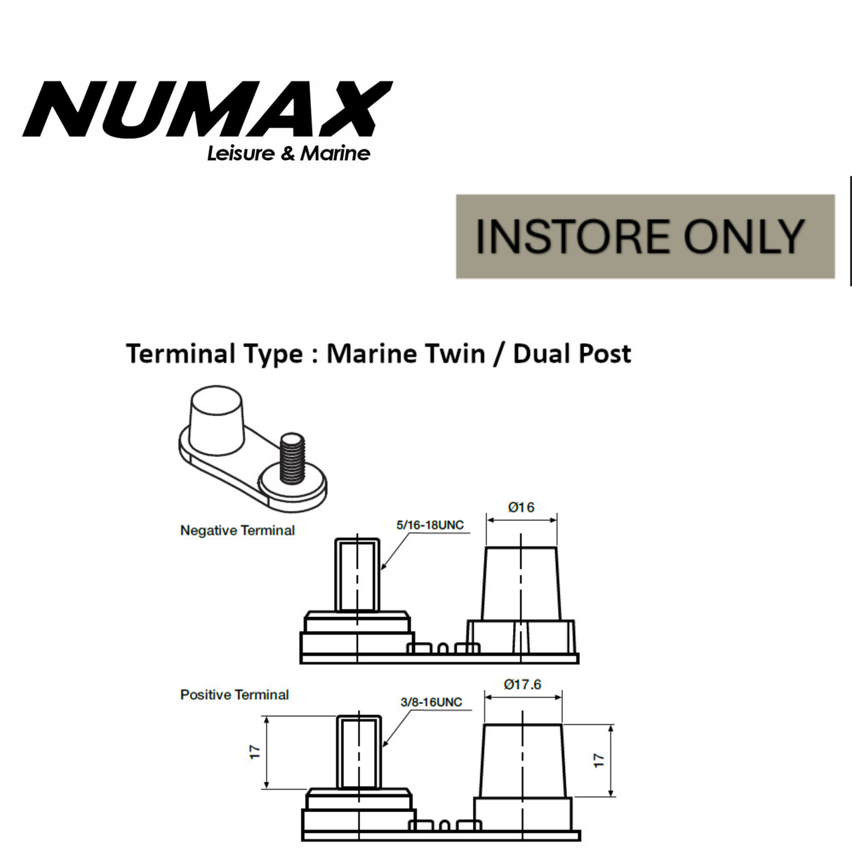 Numax XV31MF Sealed Leisure Battery 12V 105AH Instore Collection Only