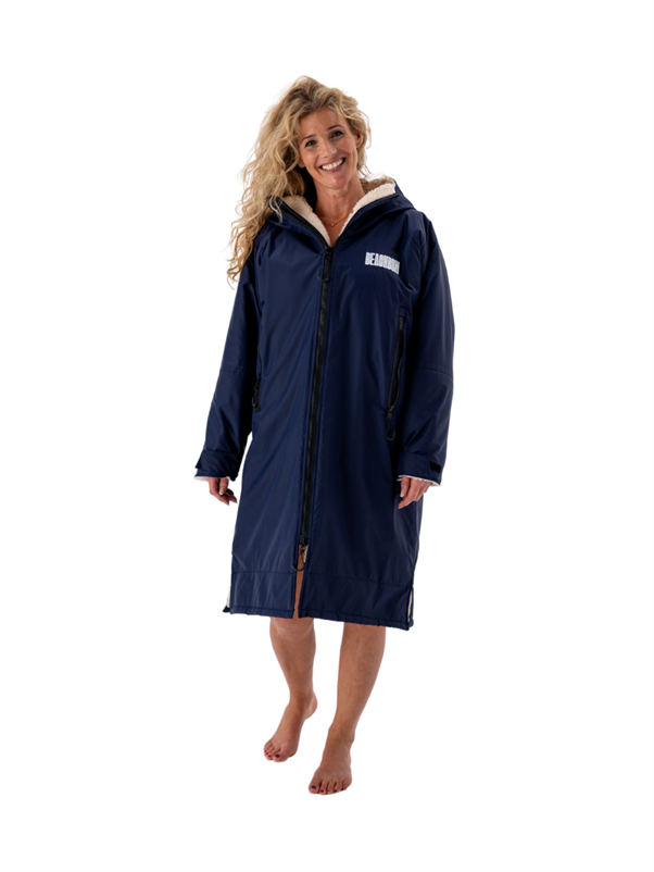 Navy Beachbum changing robe for adults, featuring a cozy design ideal for beach outings and quick outfit changes.