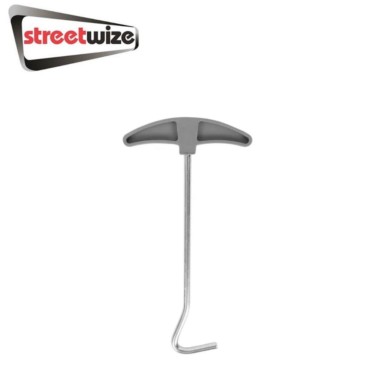 Streetwize 21 pcs hard ground pegs with ground hook puller, showcasing sturdy pegs and puller tool on a neutral background.