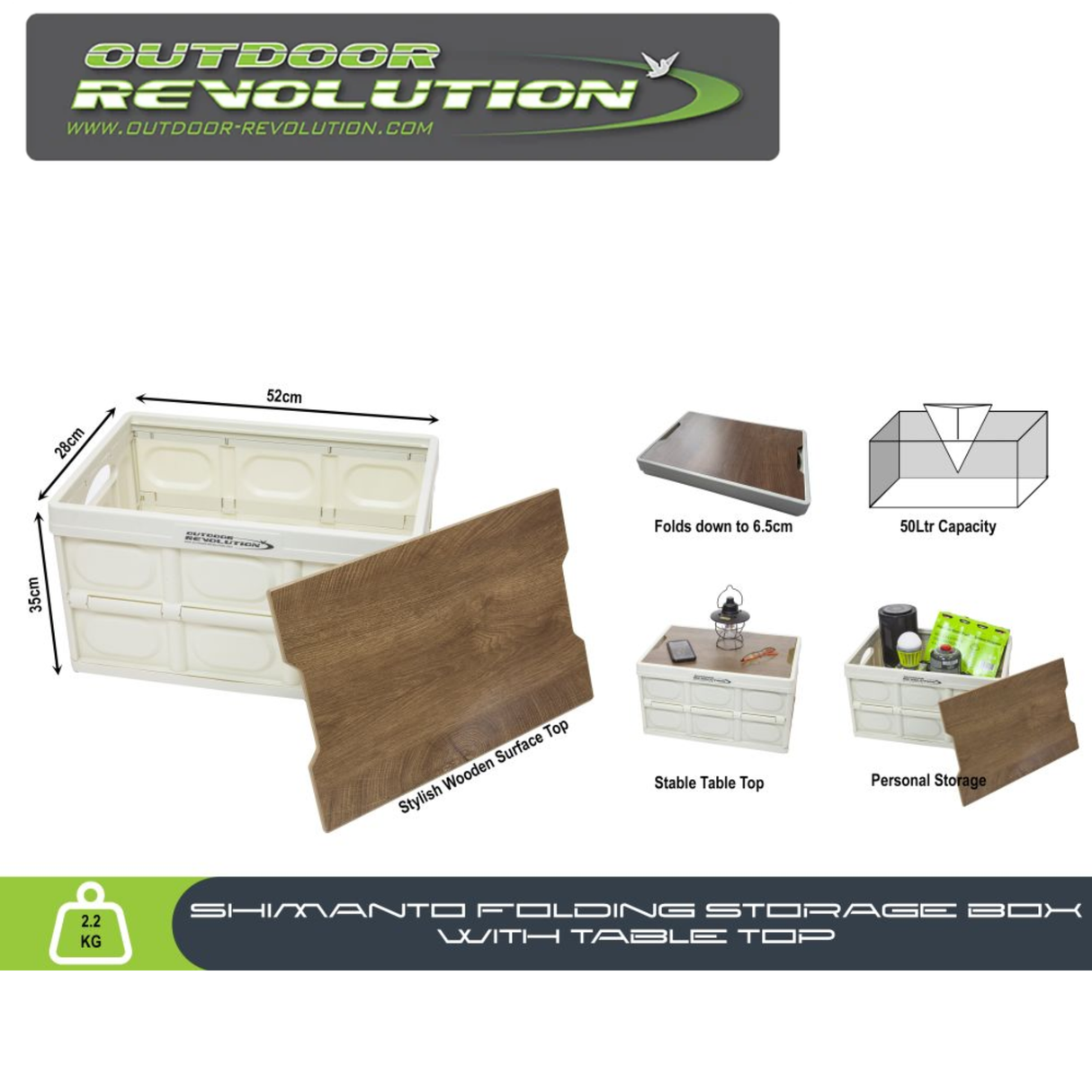 Outdoor Revolution Shimanto Folding Storage Box with Table Top