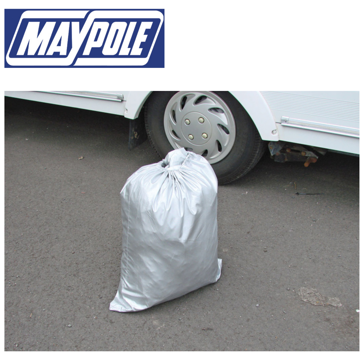 Maypole caravan top covers in various sizes, showcasing durable material and secure fit for caravan protection.