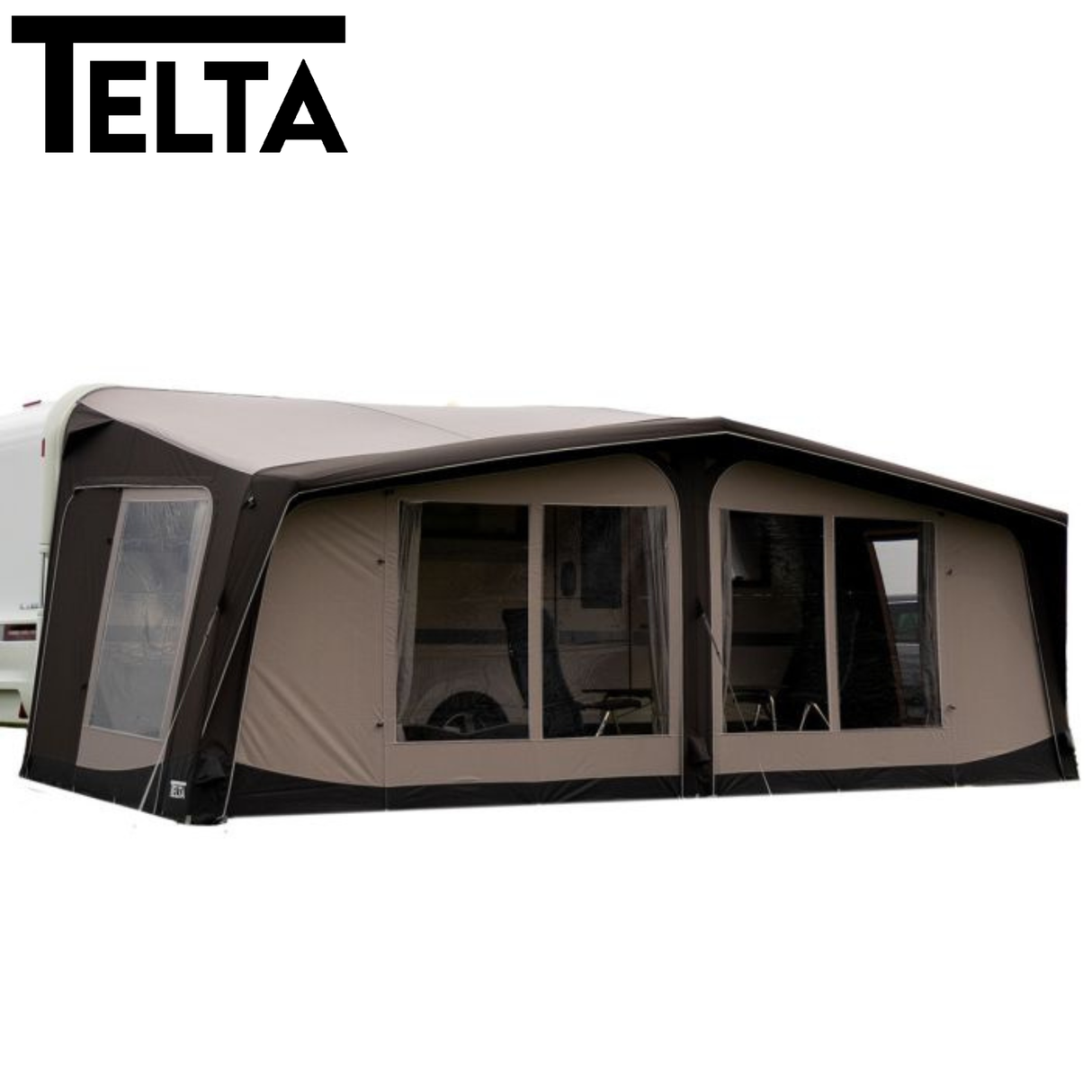 Telta Lounge Air Full Awning displayed in a backyard setting, showcasing its spacious design and air-filled structure.