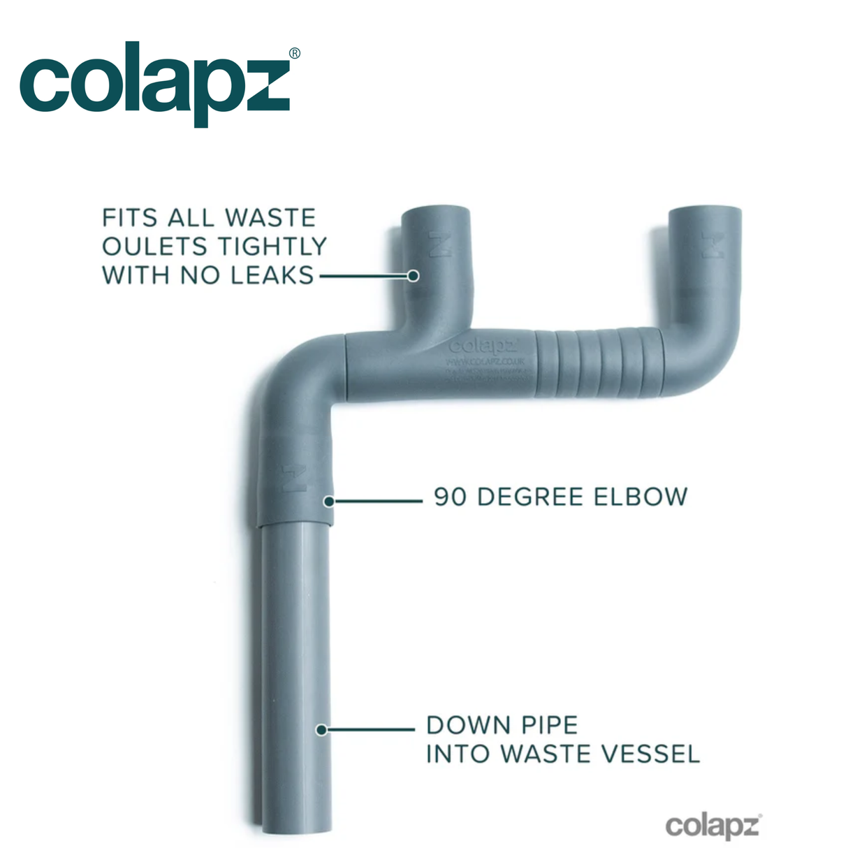 Colapz Double Waste Adaptor for caravans and camping, shown connected to waste pipes at Watling Street Business Park.