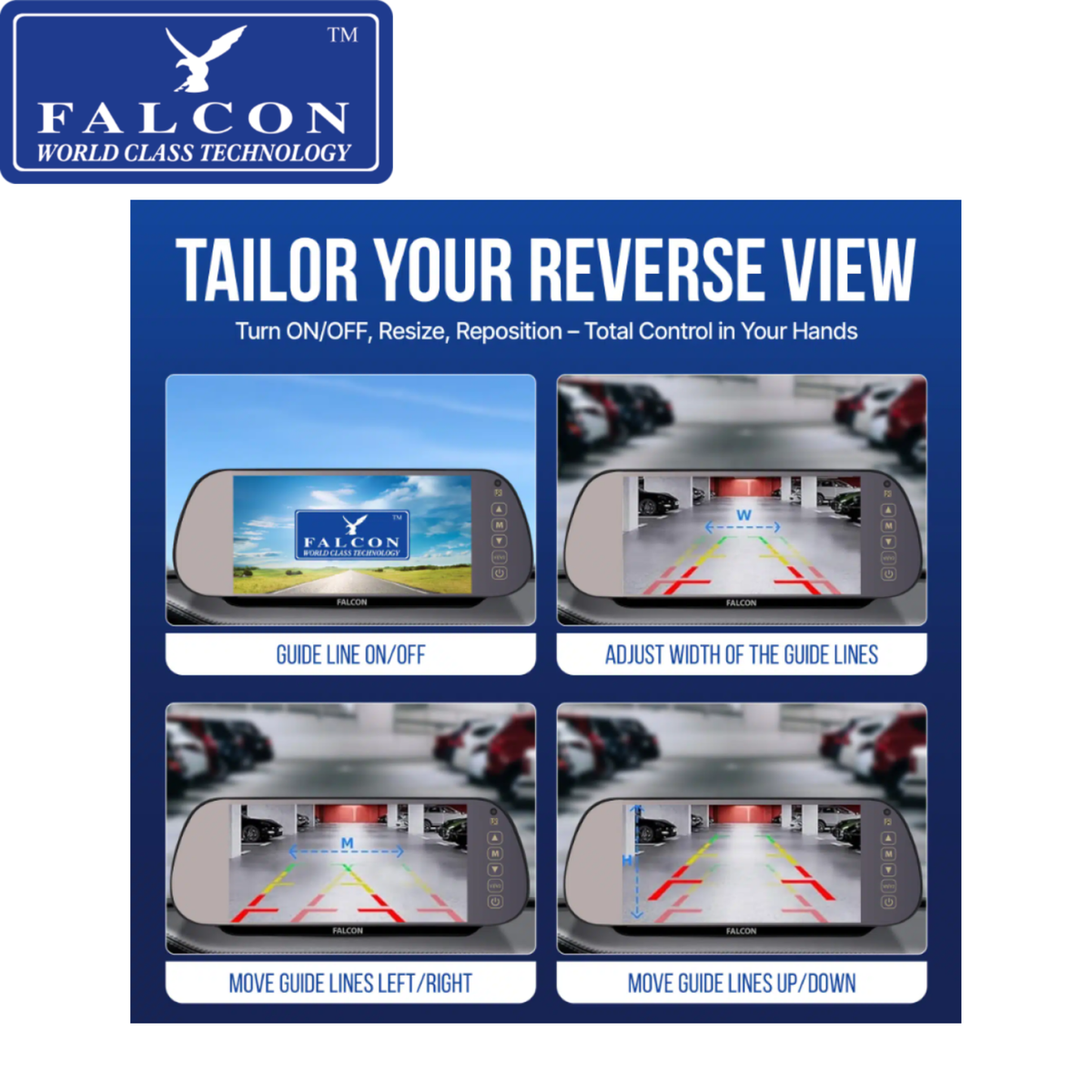 Falcon HD wireless camera system with 7-inch mirror monitor and DVR recording, mounted on a vehicle at Watling Street Business Park.