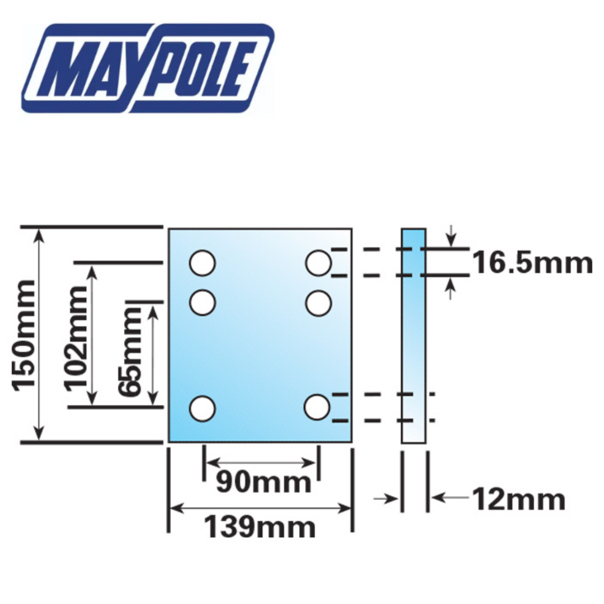 Maypole 2.5″/4″ 65-102mm 6 Hole Drop Plate
