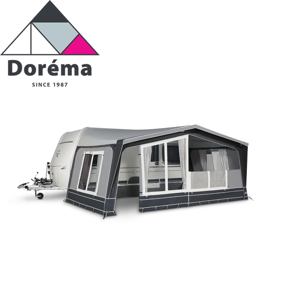 Dorema Diamond XL 270 full awning displayed with a sturdy frame and spacious design for outdoor camping and leisure.