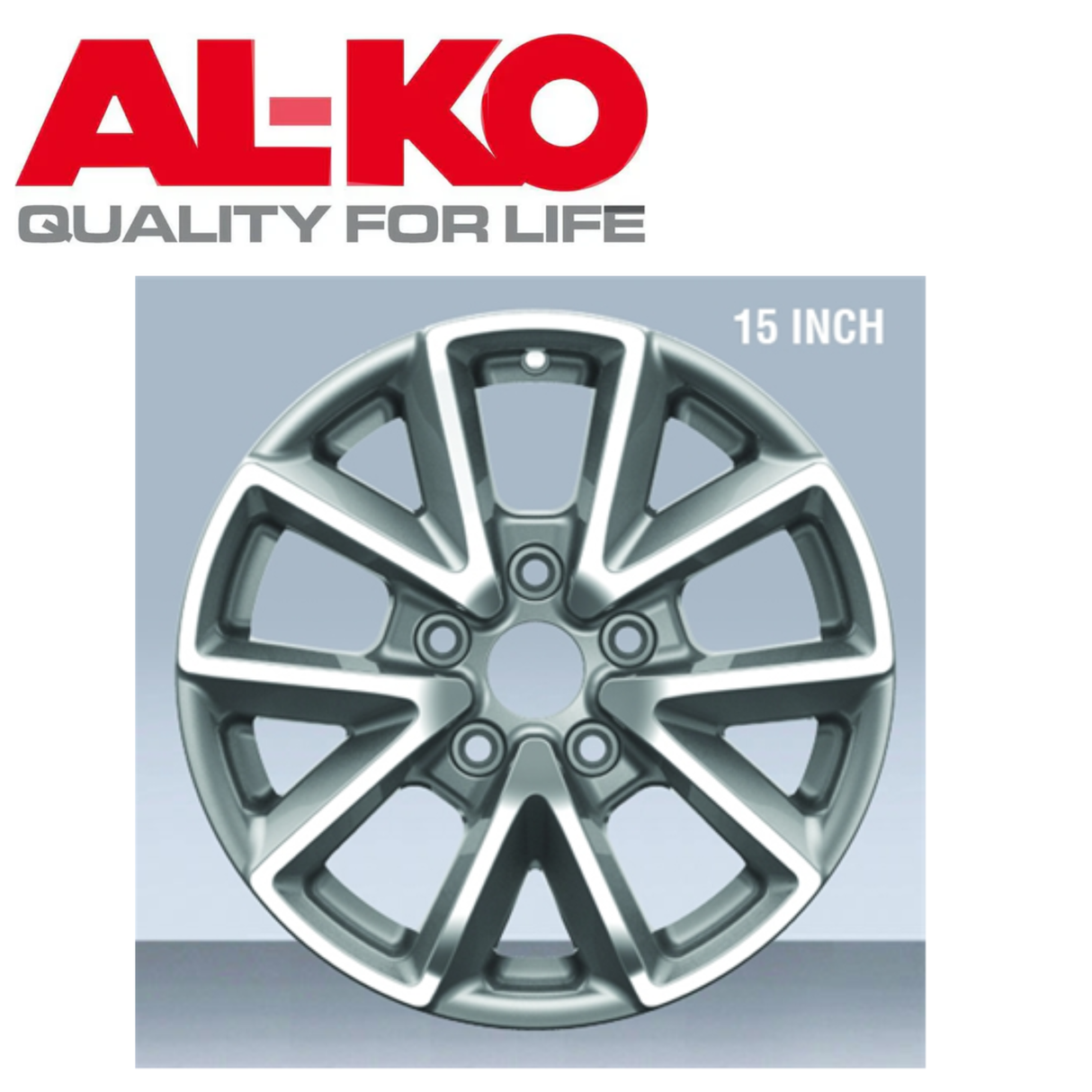 Alko Secure Wheel Lock Kit for Swift Edge 15 alloy wheel, featuring the ALKO branded locking mechanism and wheel protection components.