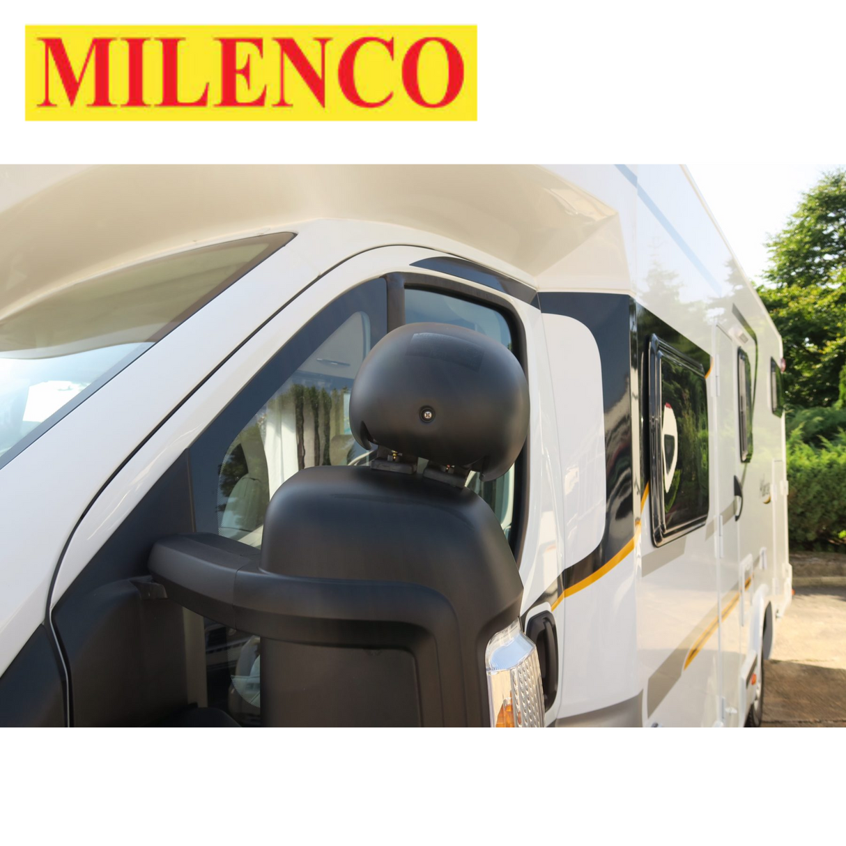 Milenco Aero Blind Spot Mirror in black, showcasing a sleek design for enhanced visibility and safety while driving.