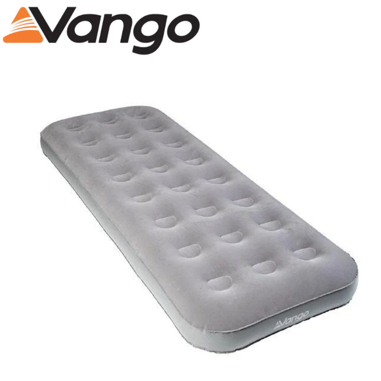Vango single flocked airbed with soft surface and sturdy construction, ideal for comfortable camping or guest sleeping arrangements.