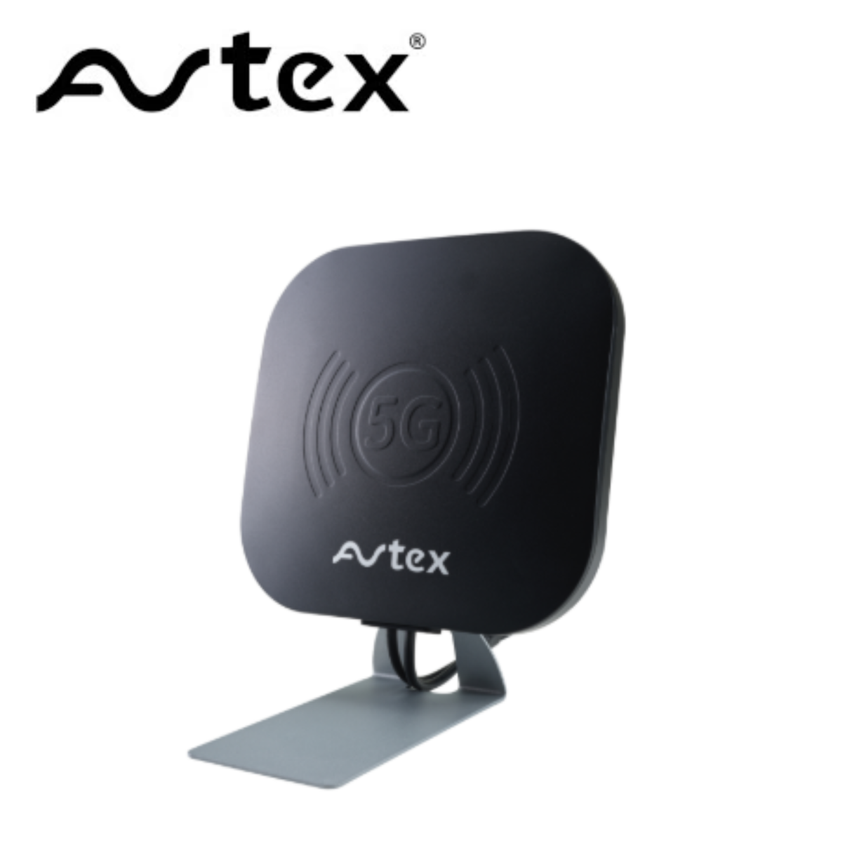 Black AVTEX Avetex 4G Dual SIM portable internet device with compact design and dual SIM slots in a sleek black finish.