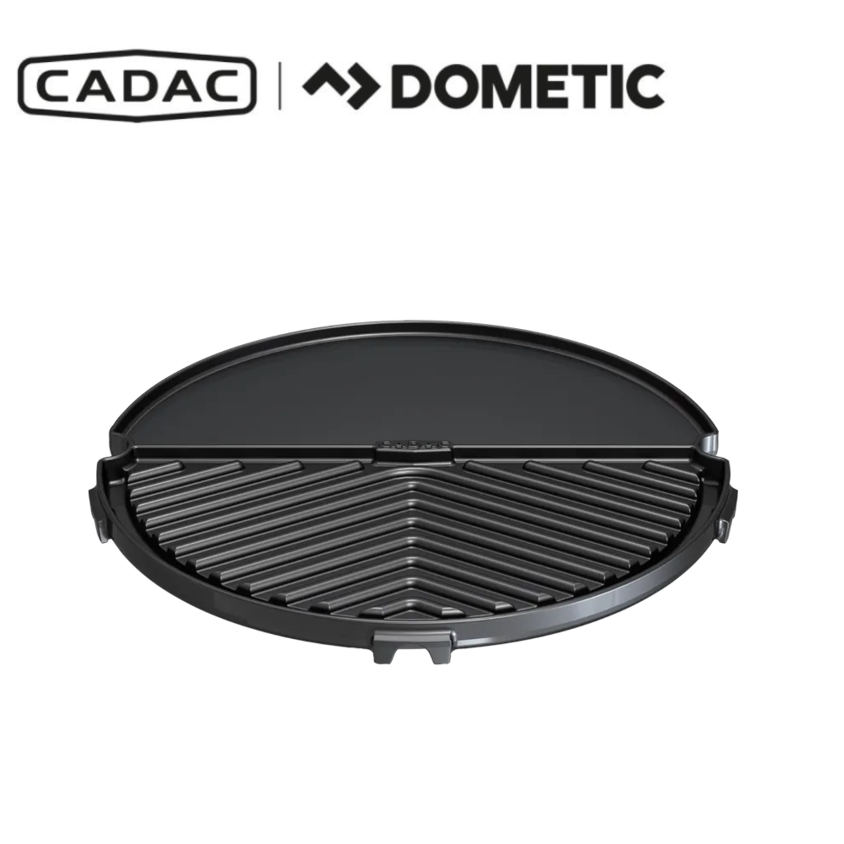 Cadac Dometic Grill 2 Braai 40 showing a portable outdoor grill with two cooking surfaces and a sturdy metal frame.