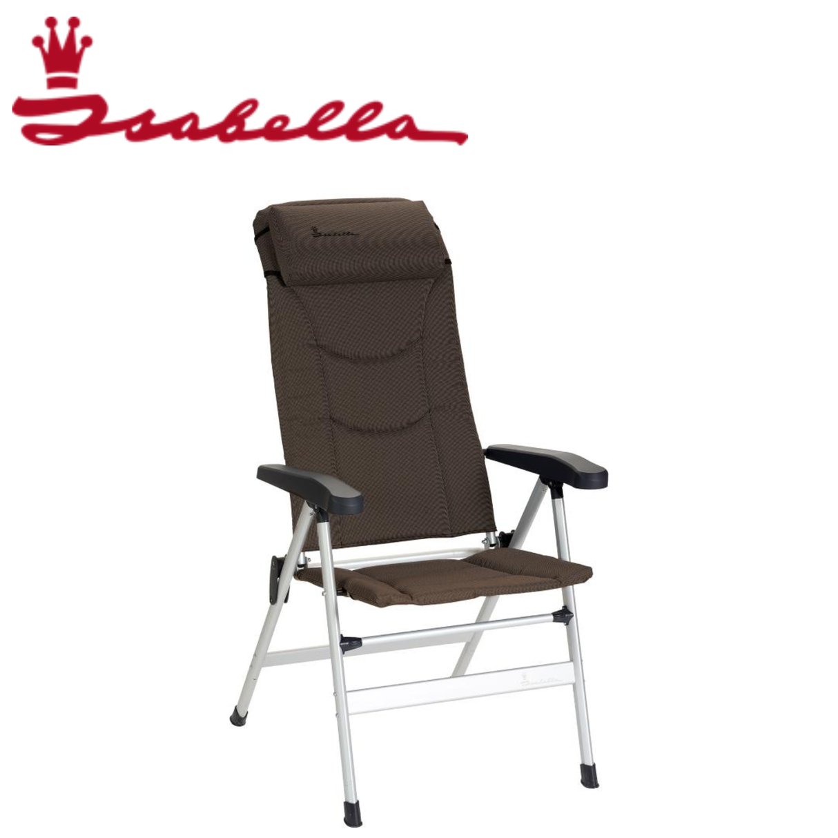 Brown Isabella Thor reclining chair with plush upholstery and padded armrests, showcasing its comfortable design.