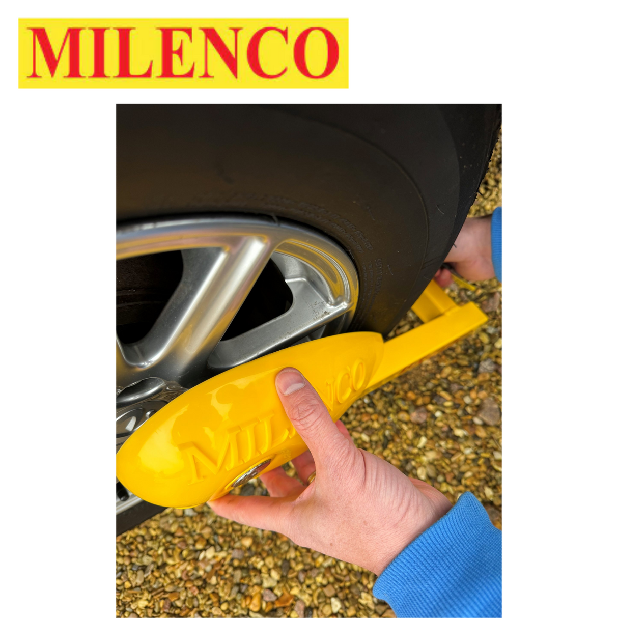 Milenco Wraith 3 Caravan Wheel Lock, a sturdy security device designed for caravan wheels, shown in a detailed image.