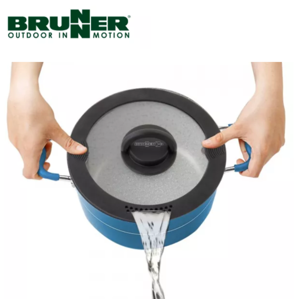 Brunner Carezza 7+1 magnetic aluminum saucepan set with 20cm saucepans, featuring ergonomic handles and durable cookware design.