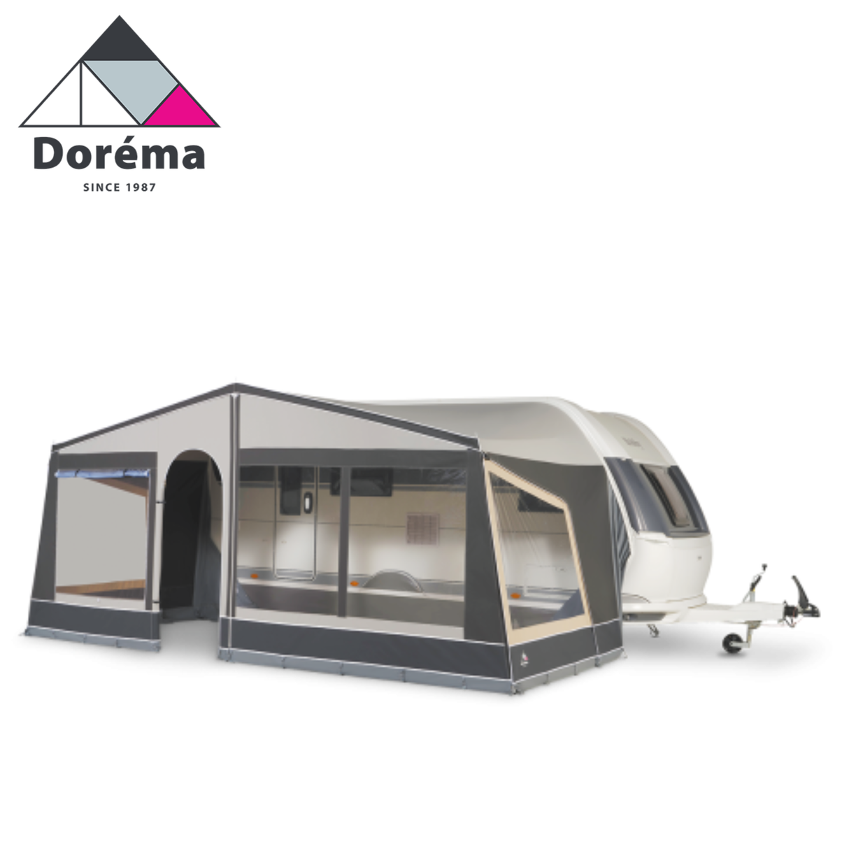 Dorema Panorama Nature Sun Canopy Front Panels with a natural design showcasing the canopy's structure and fabric.