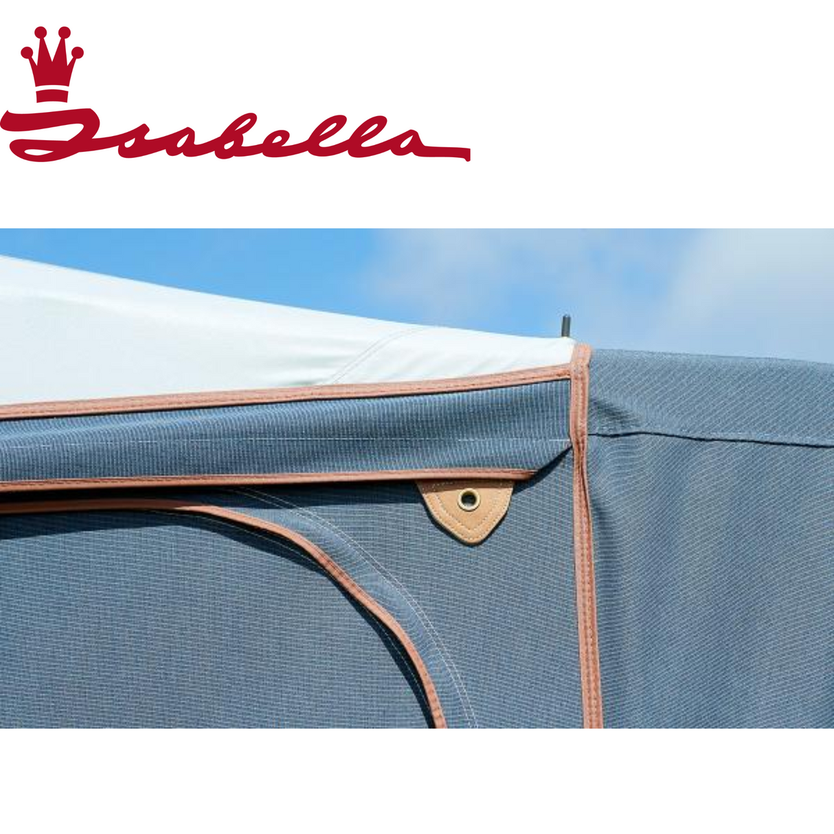Isabella Capri Coast full awning featuring a durable carbon X frame, showcasing its design and structure in the image.