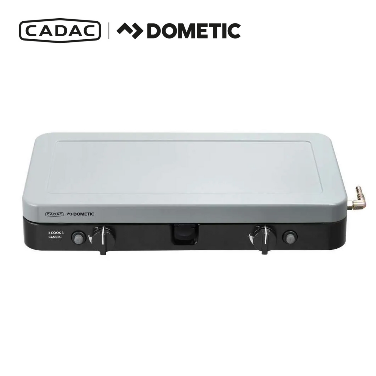 Cadac Dometic 2 Cook 2 Classic Stove, a portable gas BBQ with double burners and sleek, compact design.