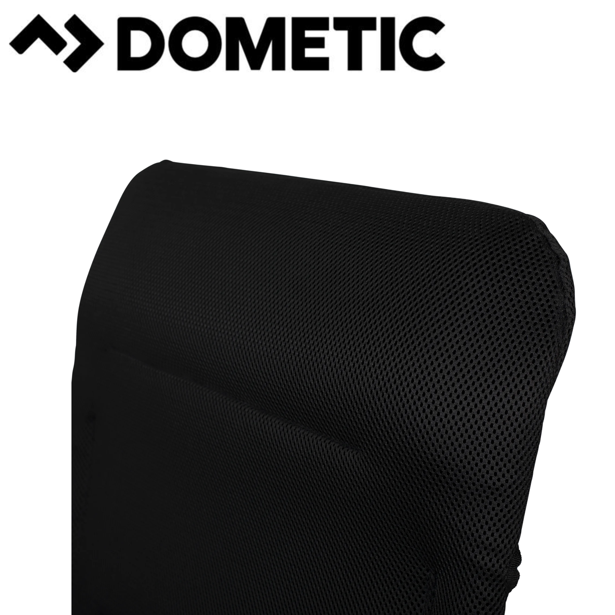 Dometic Cortina reclining chair in shale fabric, showing the padded seat, backrest, and armrests for comfortable outdoor relaxation.