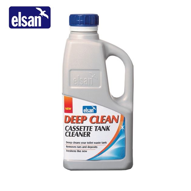 Elsan Deep Clean Cassette Tank Cleaner bottle, 1L, with clear label and ergonomic design for easy handling.
