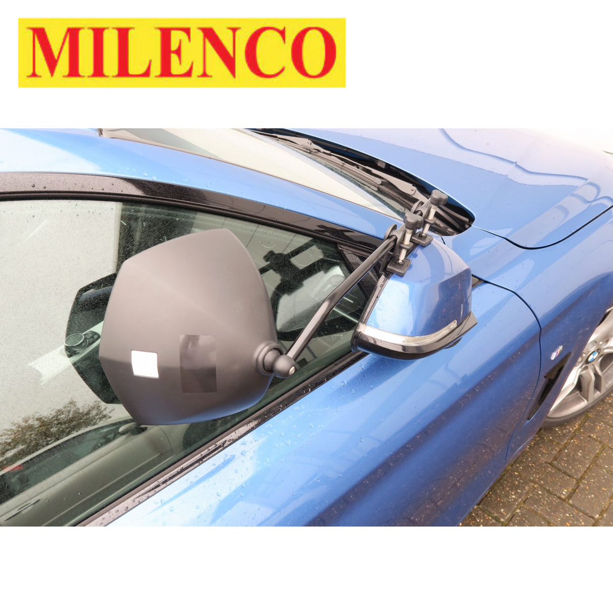 Milenco Grand Falcon Mirrors twin pack showcasing two adjustable mirrors for enhanced visibility while towing.
