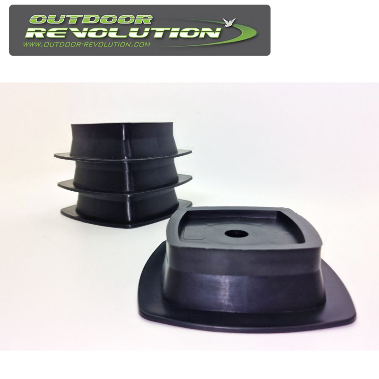 Outdoor Revolution caravan stacker pads, set of 4, designed for stability and support under caravan feet.