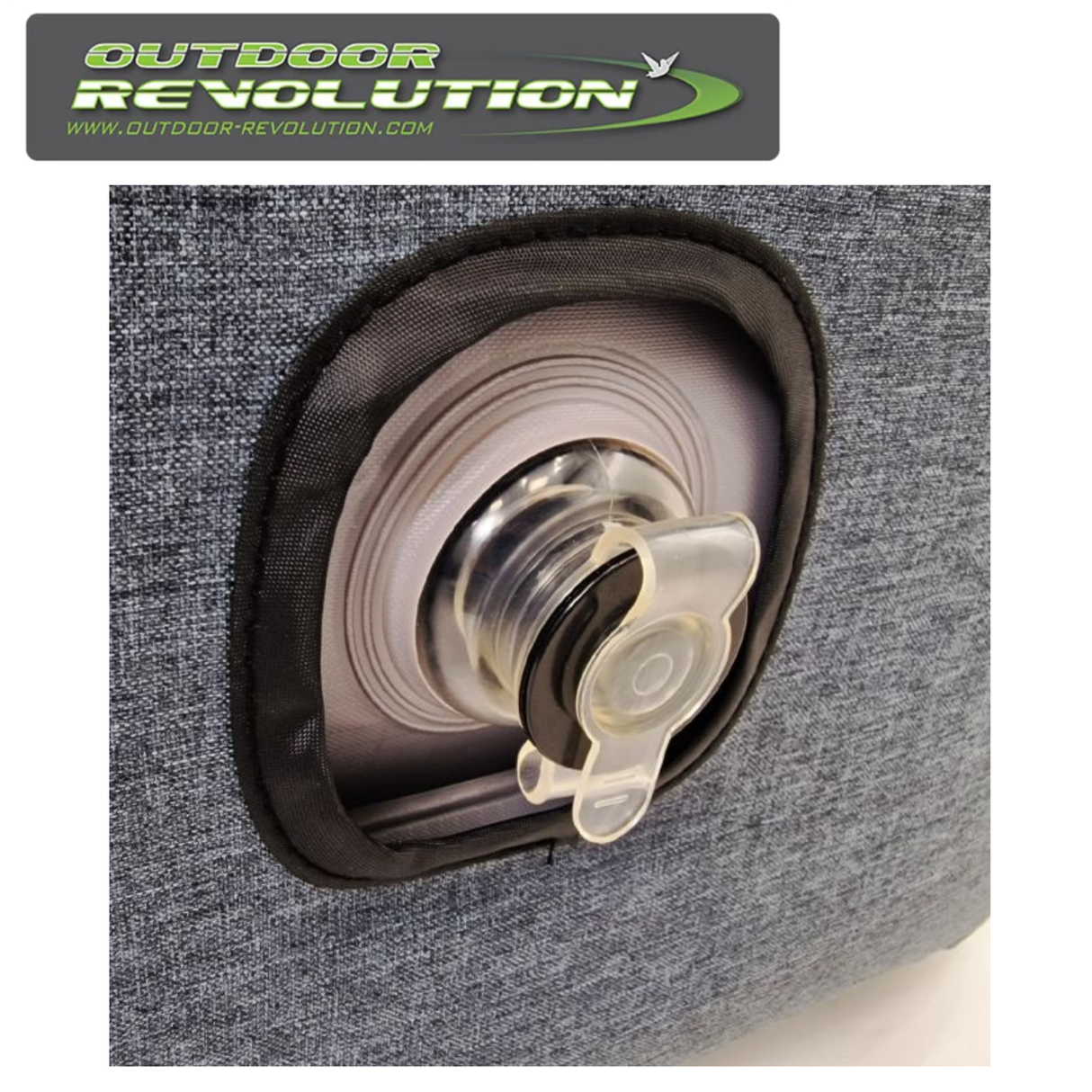 Outdoor Revolution Campese Inflatable Footrest in a relaxed position, showcasing its durable material and ergonomic design.