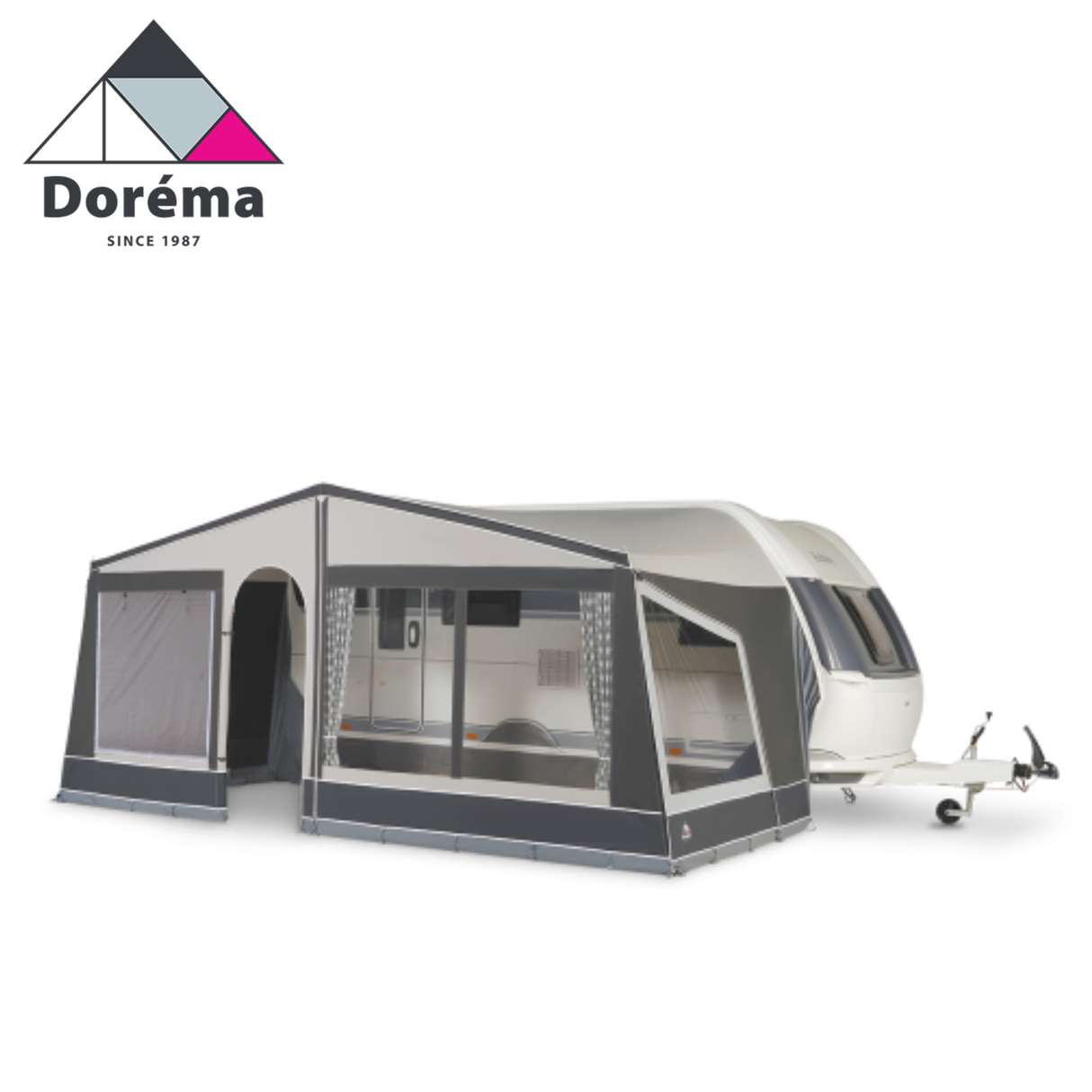 Dorema Panorama Nature Sun Canopy Front Panels in natural color, showcasing fabric texture and design details.