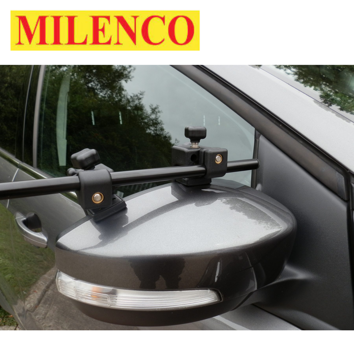 Milenco Grand Aero Flat Mirrors Pair 2073 showing sleek design and adjustable features for enhanced visibility.