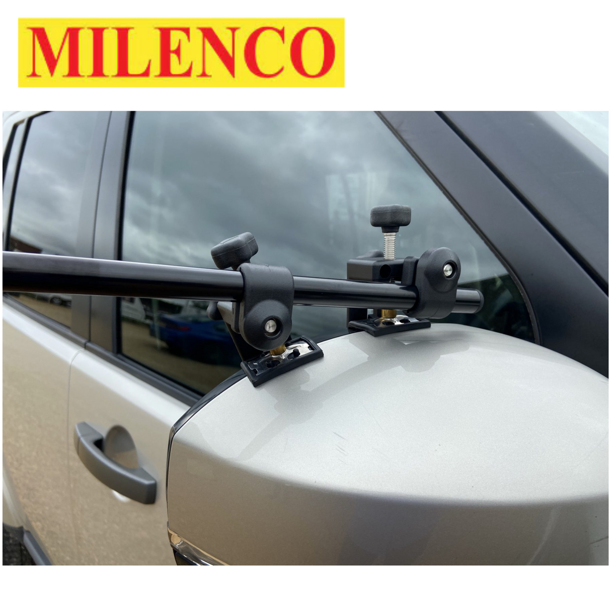 Milenco Grand Aero Platinum Standard Mirrors pair, showcasing sleek design and adjustable features for enhanced visibility.