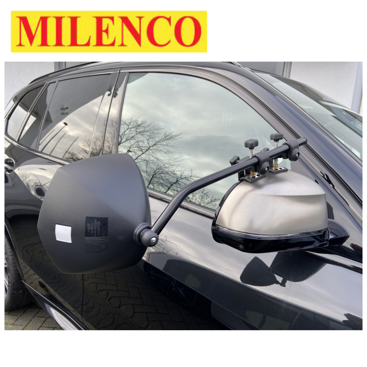 Milenco Grand Aero Platinum Standard Mirrors pair, showcasing sleek design and adjustable features for enhanced visibility.