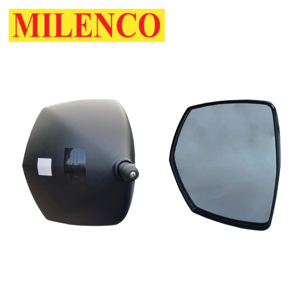 Milenco Grand Aero replacement mirror in standard or flat design, showcasing a clear reflective surface and sturdy mount.