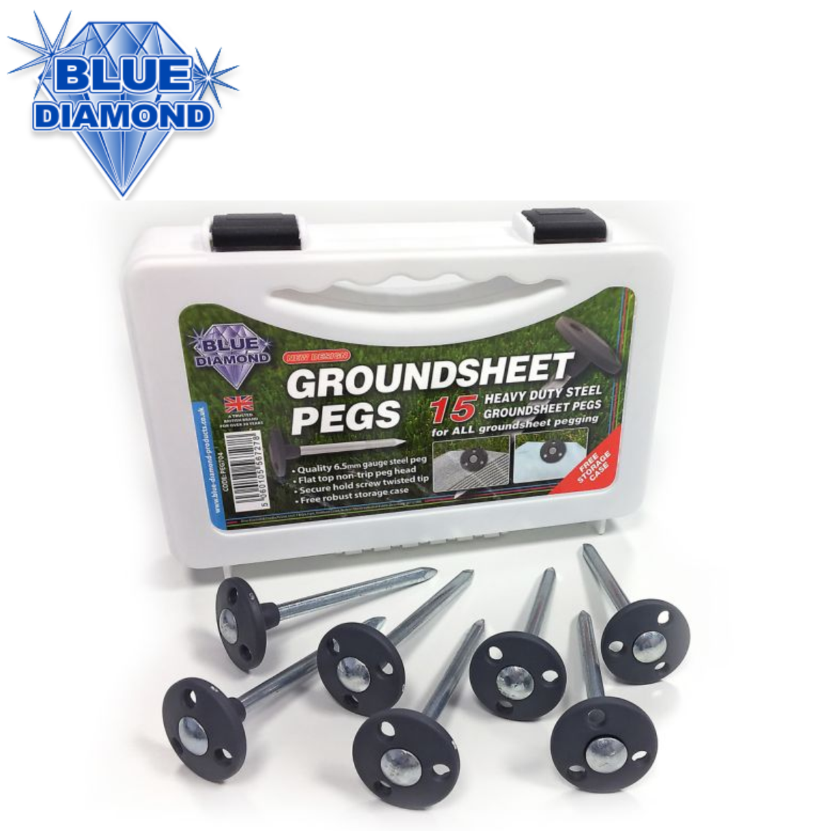 Blue Diamond GroundSheet Pegs Case 15