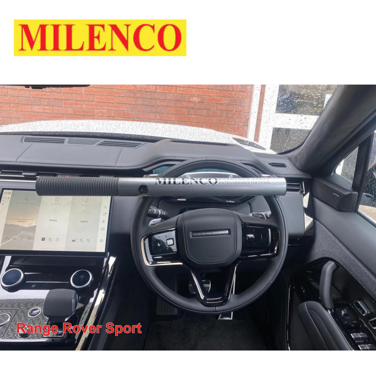 Milenco high security steering wheel lock in yellow, featuring a sturdy design for enhanced vehicle protection.