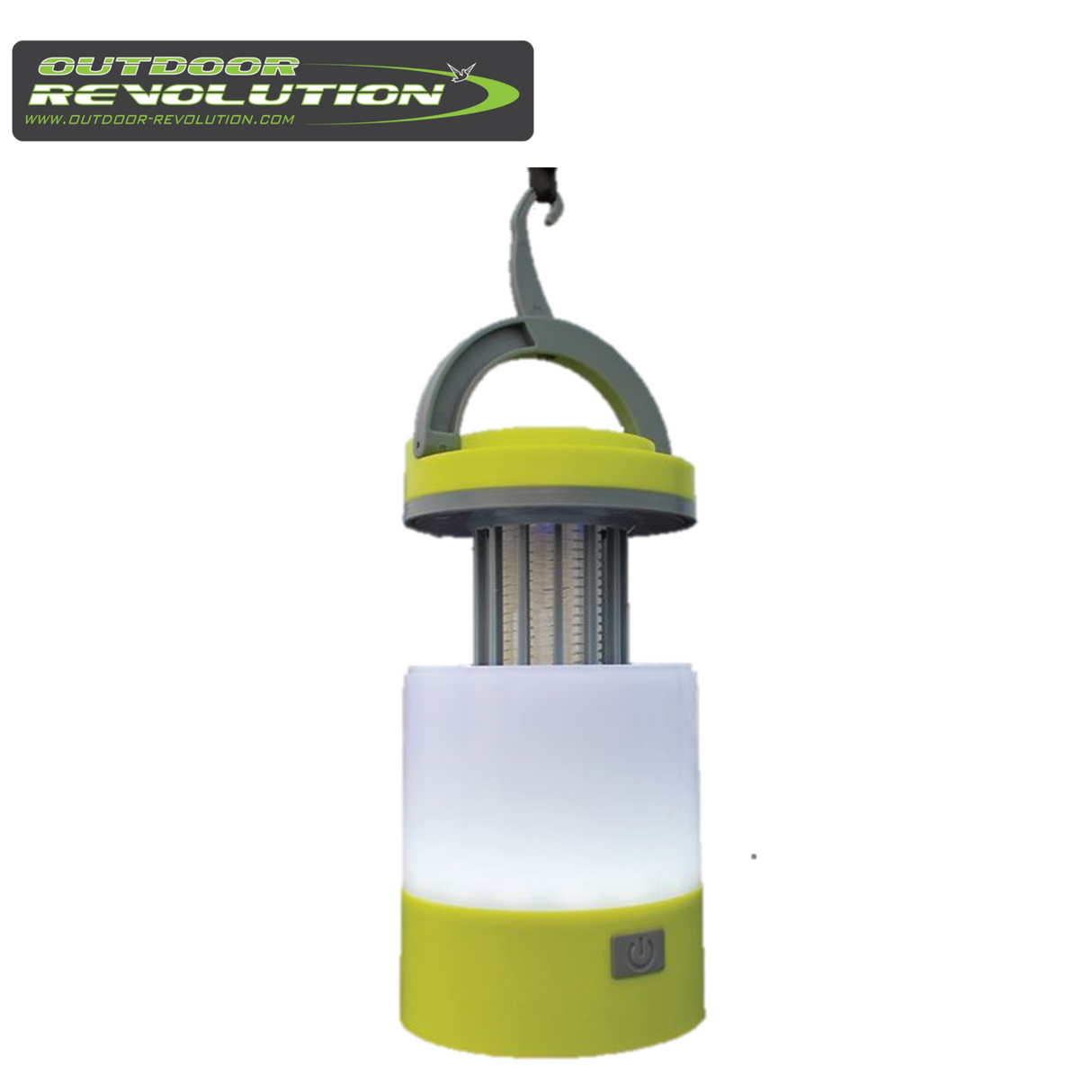 Outdoor Revolution Lumi-Mosi rechargeable mosquito killer lantern with UV light and fan for outdoor insect control.