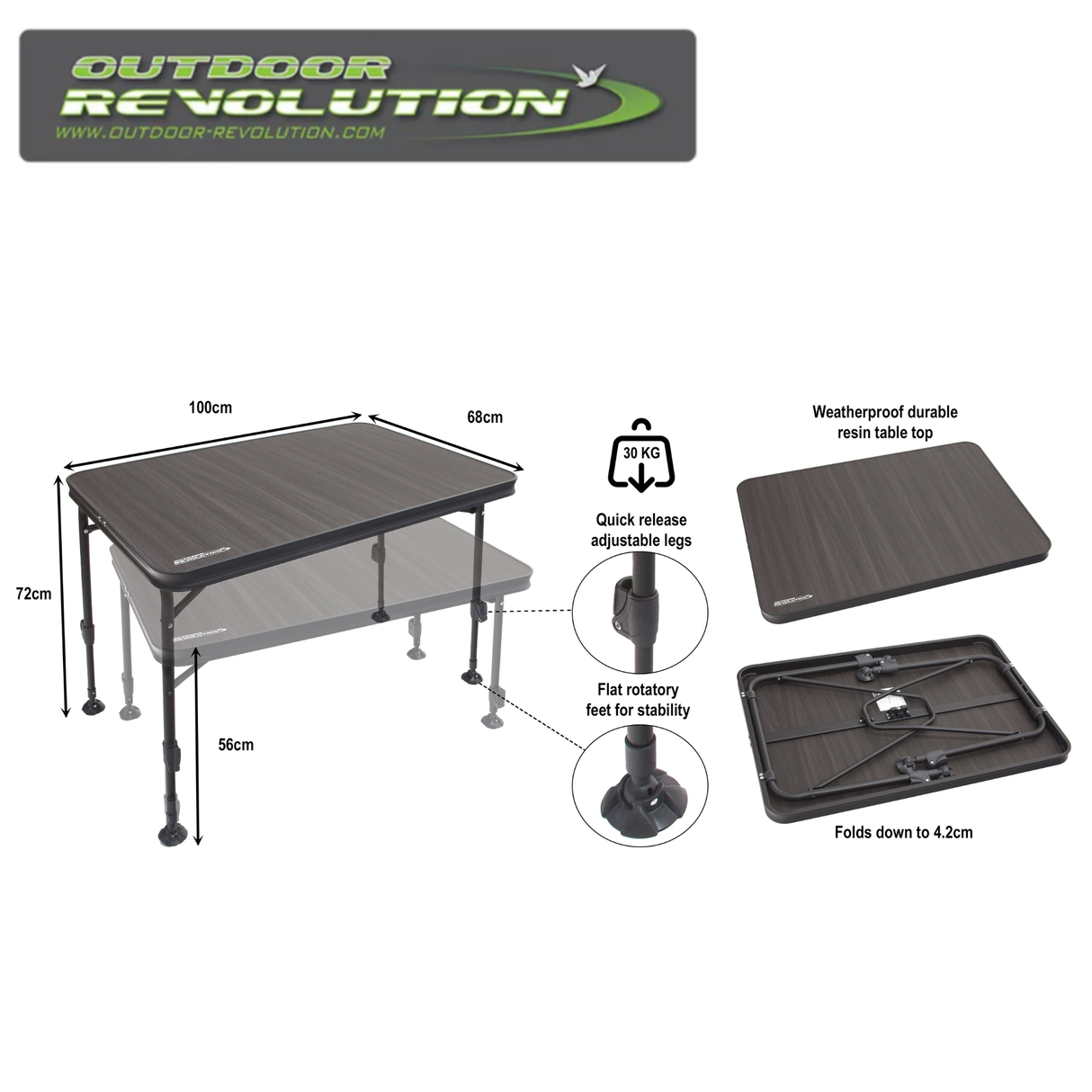 Outdoor Revolution Cortina weatherproof medium table with sturdy surface and compact design for outdoor use.
