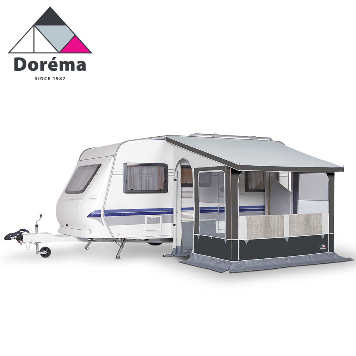 Dorema Oslo winter porch awning, 350cm x 200cm, featuring a sturdy frame and weather-resistant fabric in outdoor setting.