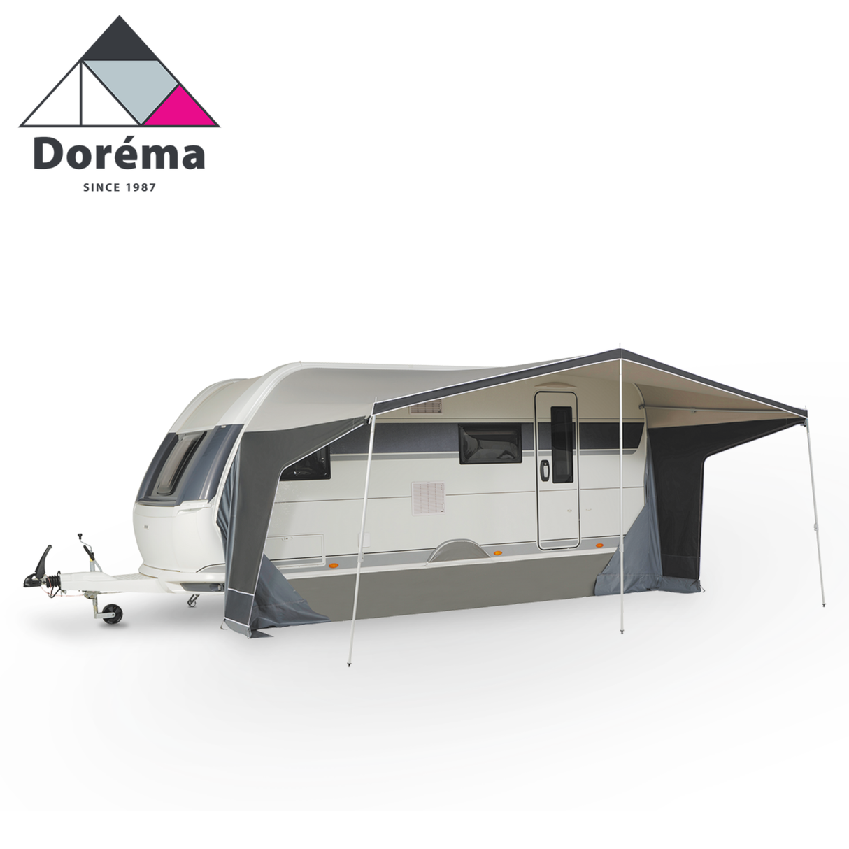 Dorema Panorama Nature Sun Canopy in Stone color, showcasing a spacious canopy design for outdoor shade and protection.