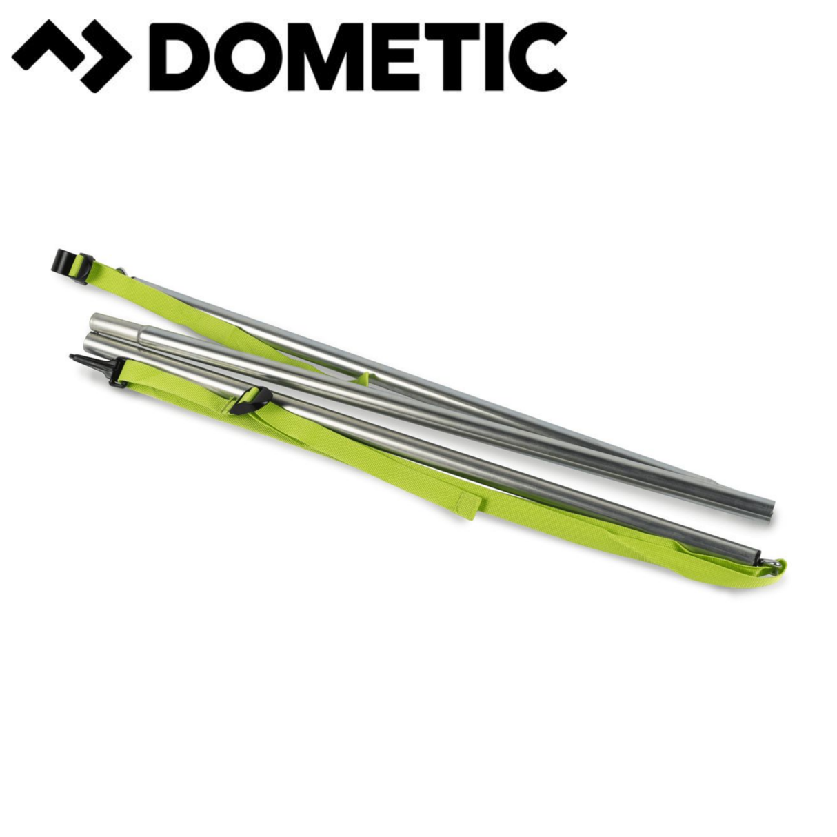 Dometic awning hanging rail from front to rear, metal rail system for securing awning fabric on a recreational vehicle.